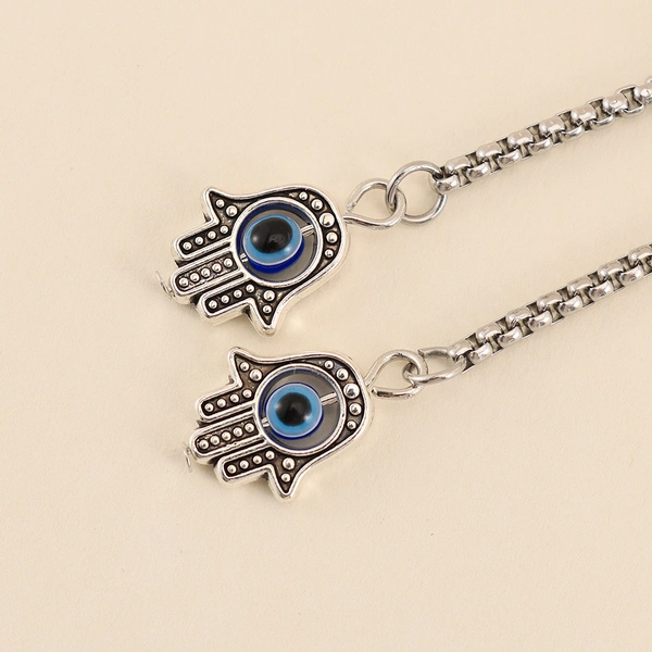 Woven Adjustable Bracelets with Metallic Evil Eyes Tassel Friendship Bracelets