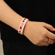 Woven Open Bangle Bracelet with Embroidered Lettering