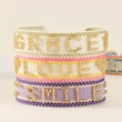 Handmade Embroidered Beaded Word Bracelet Adjustable Woven Friendship Bracelet with Tassels