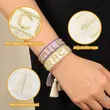 Handmade Embroidered Beaded Word Bracelet Adjustable Woven Friendship Bracelet with Tassels