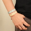 Handmade Embroidered Beaded Word Bracelet Adjustable Woven Friendship Bracelet with Tassels