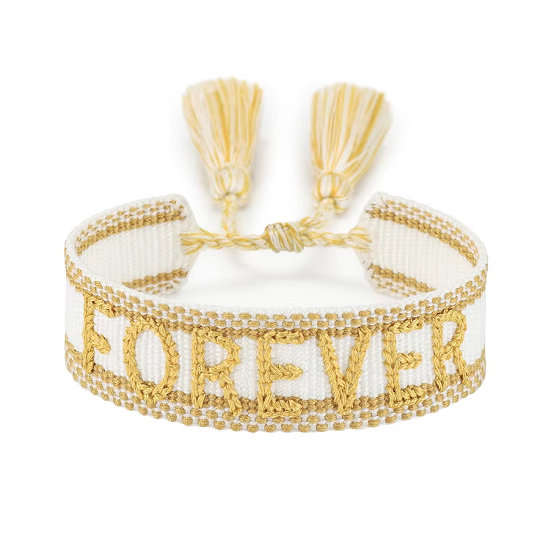 Lettering Tassel Bracelet with Embroidered HAPPY WWJD DREAMER LOVE BESTIES Adjustable Friendship Bracelets