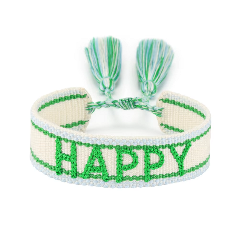 Lettering Tassel Bracelet with Embroidered HAPPY WWJD DREAMER LOVE BESTIES Adjustable Friendship Bracelets