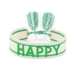 Lettering Tassel Bracelet with Embroidered HAPPY WWJD DREAMER LOVE BESTIES Adjustable Friendship Bracelets