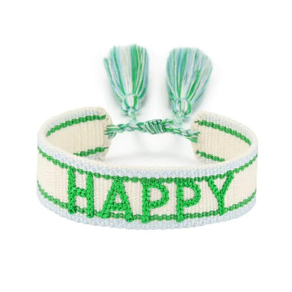 Lettering Tassel Bracelet with Embroidered HAPPY WWJD DREAMER LOVE BESTIES Adjustable Friendship Bracelets