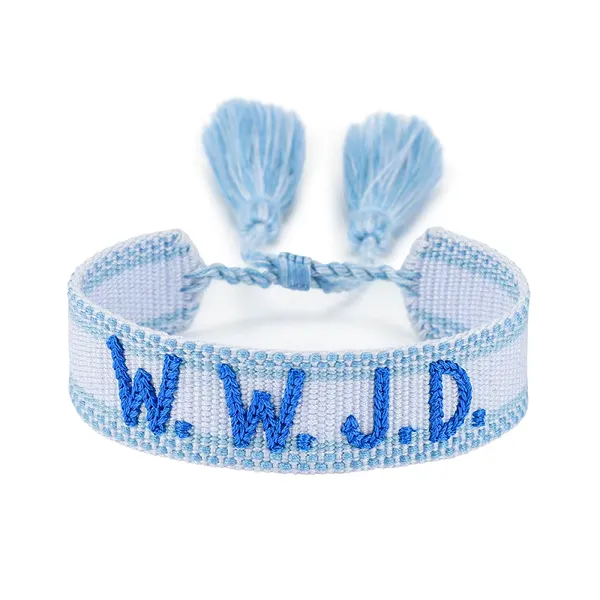 Lettering Tassel Bracelet with Embroidered HAPPY WWJD DREAMER LOVE BESTIES Adjustable Friendship Bracelets