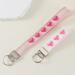 Embroidered Keychain Wrist Strap – Cute Heart & Star Designs with Stainless Steel Ring
