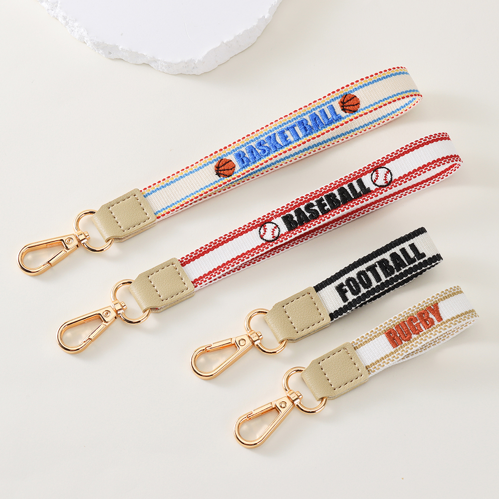 Game Day Embroidered Keychain with Stainless Steel Ring, Key Holder, bag decoration