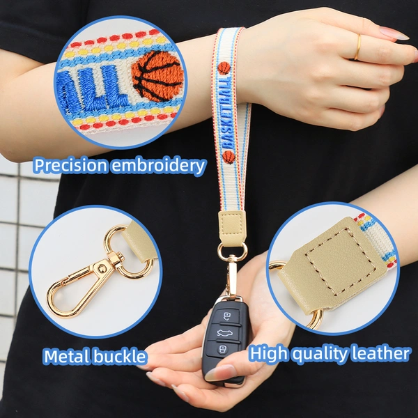 Game Day Embroidered Keychain with Stainless Steel Ring, Key Holder, bag decoration