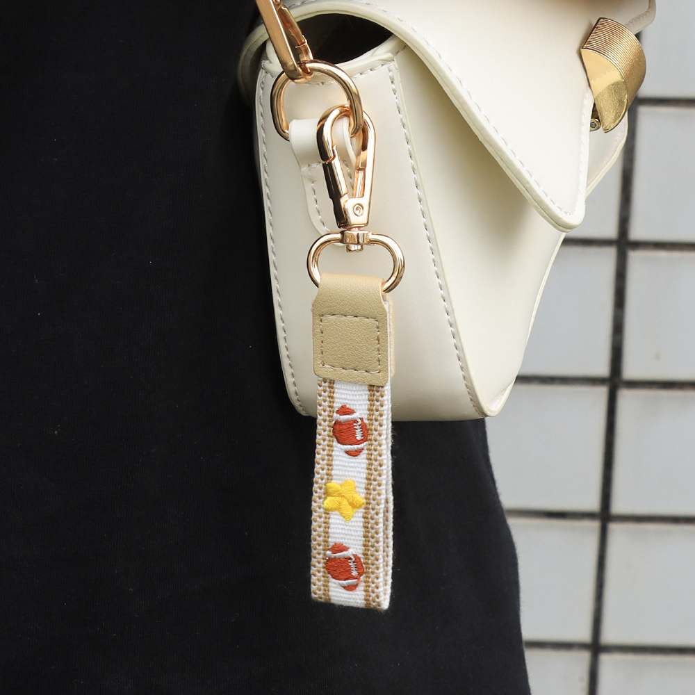 Game Day Embroidered Keychain with Stainless Steel Ring, Key Holder, bag decoration