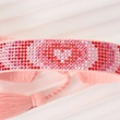 Multi-color Heart Shaped Rhinestone Handmade Tassel Bracelet