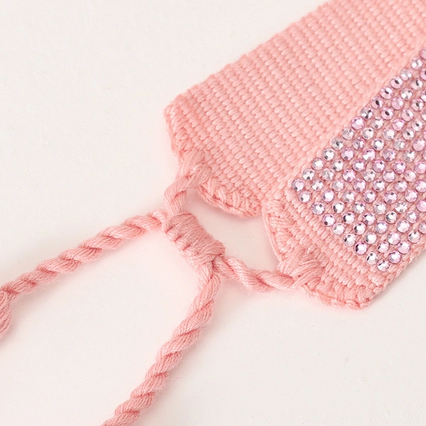 Multi-color Heart Shaped Rhinestone Handmade Tassel Bracelet