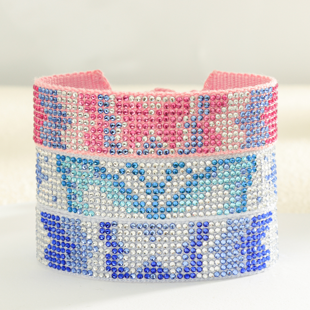 Custom Rhinestone Bracelet – Handmade Tassel Bracelets with Personalized Words or Patterns