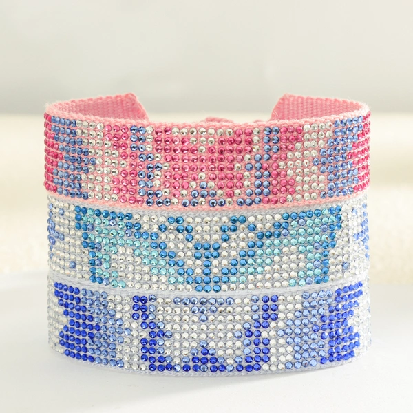Custom Rhinestone Bracelet – Handmade Tassel Bracelets with Personalized Words or Patterns