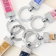 Rhinestone Lettering Keychain with Stainless Steel Ring, Key Holder, bag decoration, ID card holder