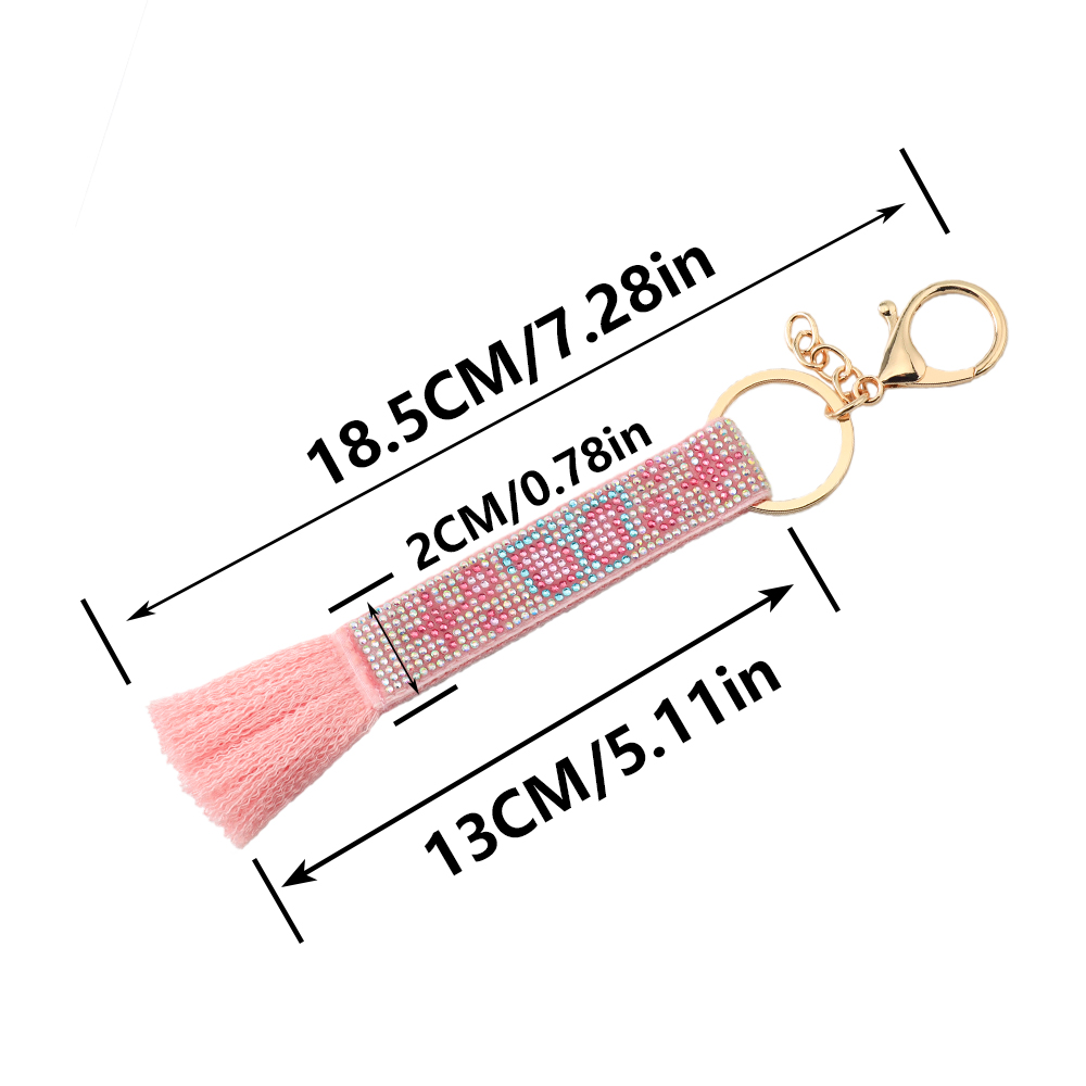 Butterfly-Themed Rhinestone Woven Keychain with Tassels and Stainless Steel Ring – Ideal as a Key Holder, Bag Charm, or ID Card Accessory