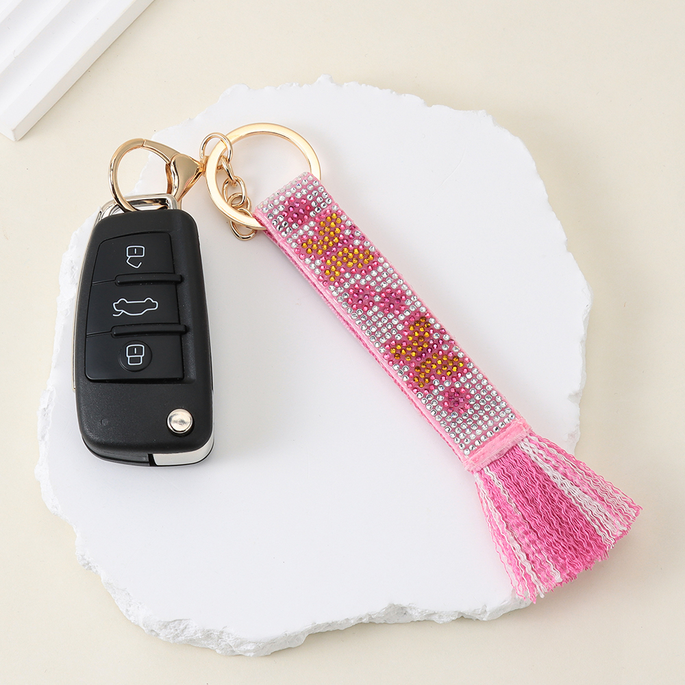 Butterfly-Themed Rhinestone Woven Keychain with Tassels and Stainless Steel Ring – Ideal as a Key Holder, Bag Charm, or ID Card Accessory