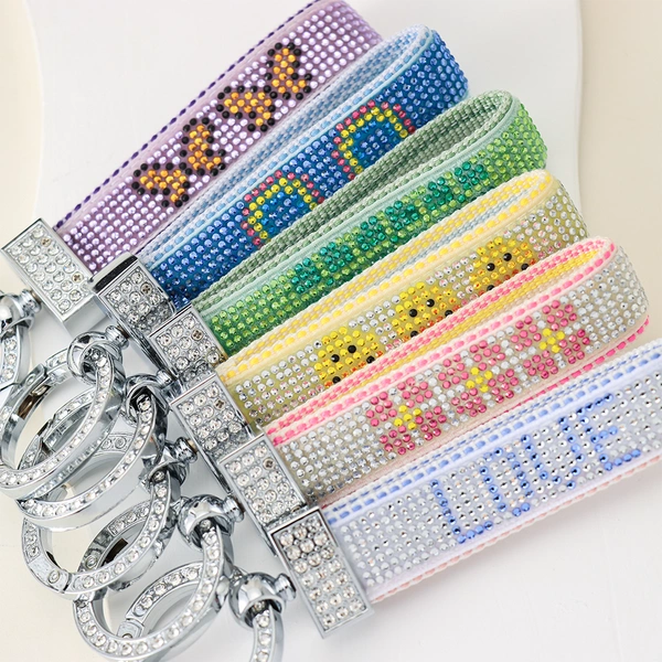  Rhinestone Lettering Keychain – Ideal as a Key Holder, Bag Charm, or ID Card Accessory