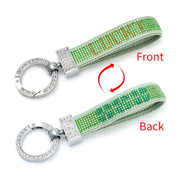 Rhinestone Lettering Keychain – Ideal as a Key Holder, Bag Charm, or ID Card Accessory