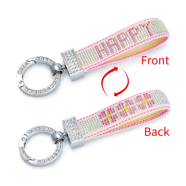 Rhinestone Lettering Keychain – Ideal as a Key Holder, Bag Charm, or ID Card Accessory