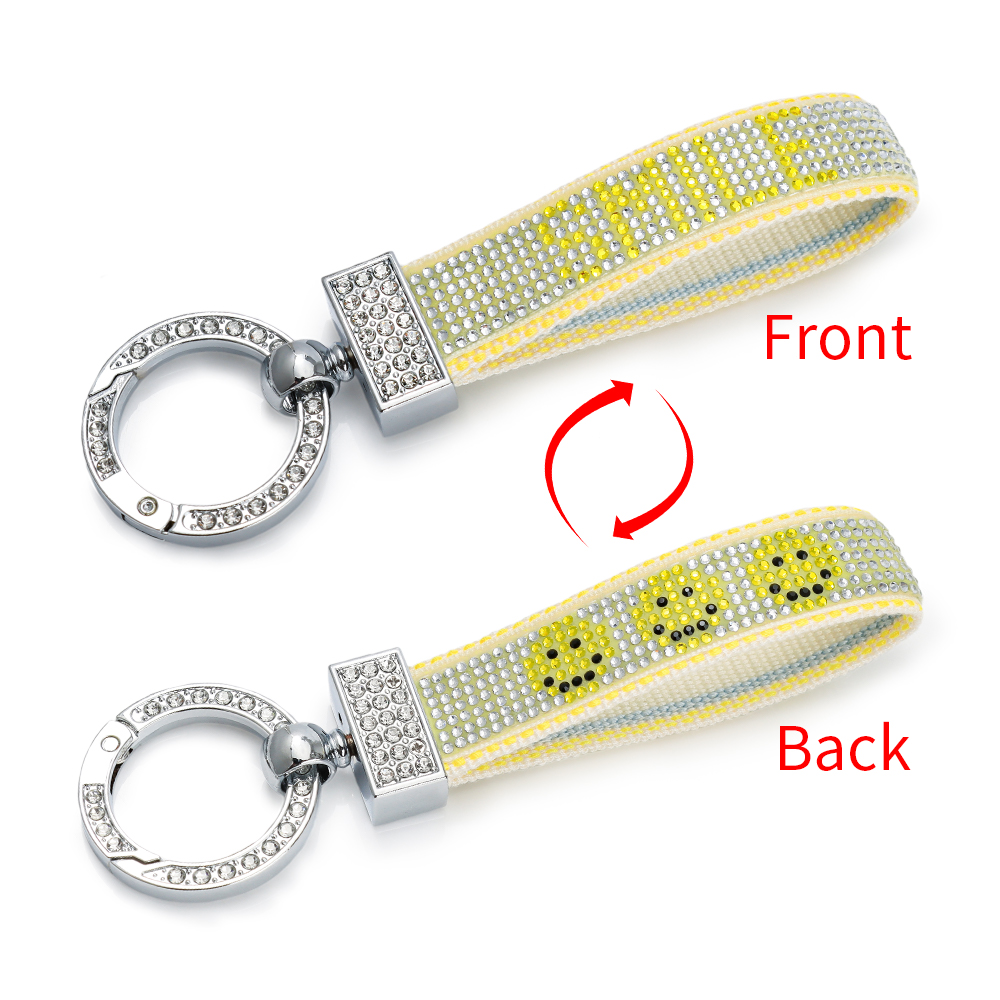 Rhinestone Lettering Keychain – Ideal as a Key Holder, Bag Charm, or ID Card Accessory
