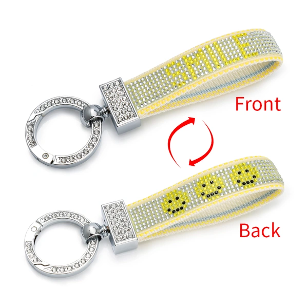 Rhinestone Lettering Keychain – Ideal as a Key Holder, Bag Charm, or ID Card Accessory