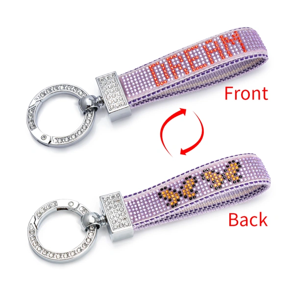 Rhinestone Lettering Keychain – Ideal as a Key Holder, Bag Charm, or ID Card Accessory
