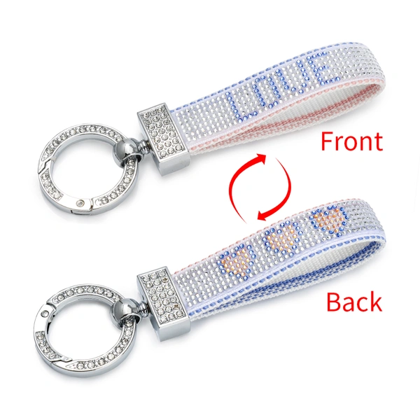 Rhinestone Lettering Keychain – Ideal as a Key Holder, Bag Charm, or ID Card Accessory
