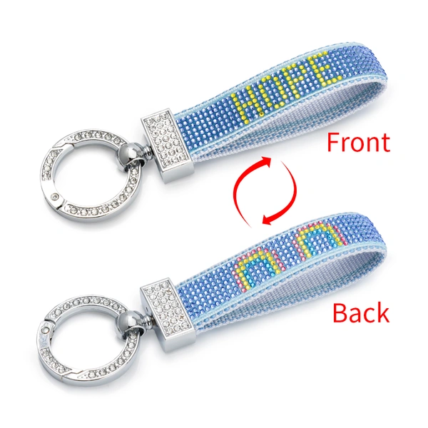 Rhinestone Lettering Keychain – Ideal as a Key Holder, Bag Charm, or ID Card Accessory