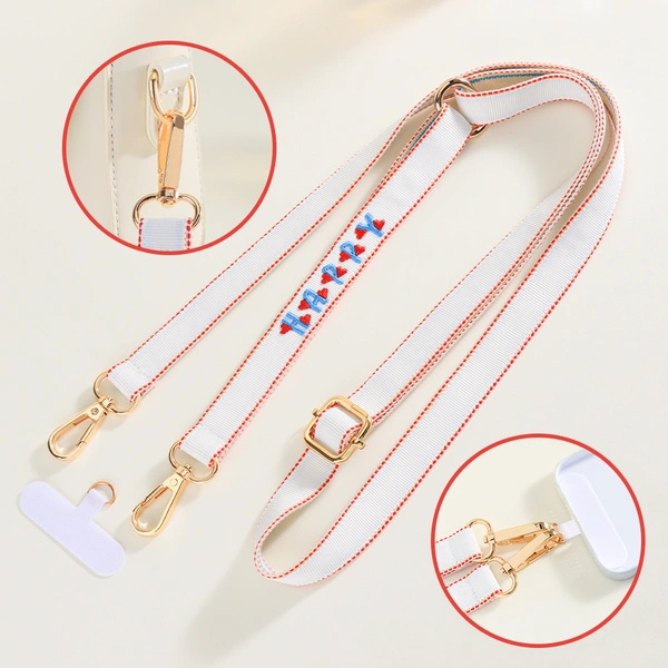 Breathable Embroidered Lettering Lanyard Strap, Bag Strap & Phone Lanyard