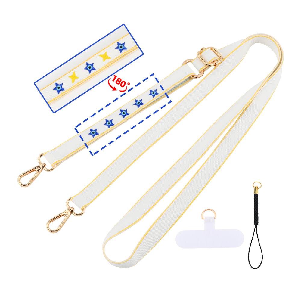 Evil Eye Themed Embroidered Lanyard Strap, Bag Strap & Phone Lanyard