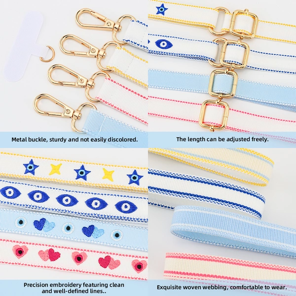 Evil Eye Themed Embroidered Lanyard Strap, Bag Strap & Phone Lanyard