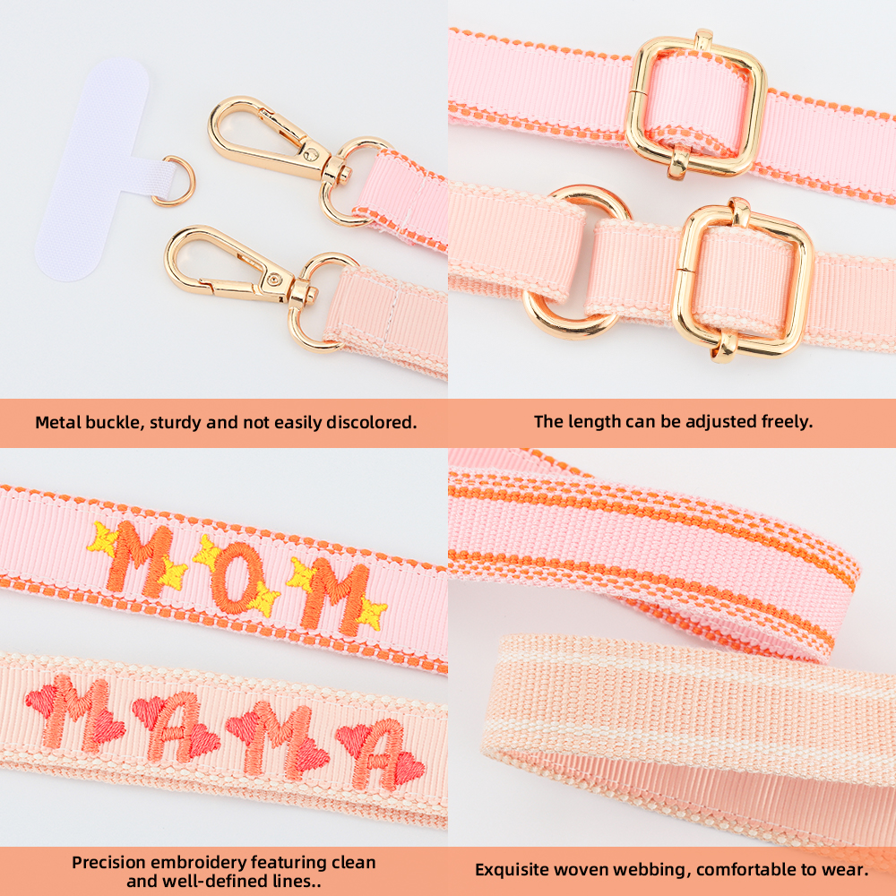 Mother's Day Themed Embroidered Lanyard Strap, Bag Strap & Phone Lanyard, 3-in-1 Gift to show love to Mom