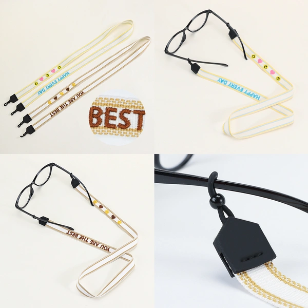 Sunglasses & Eyeglasses Holder Straps for Men Women With Embroidery Words