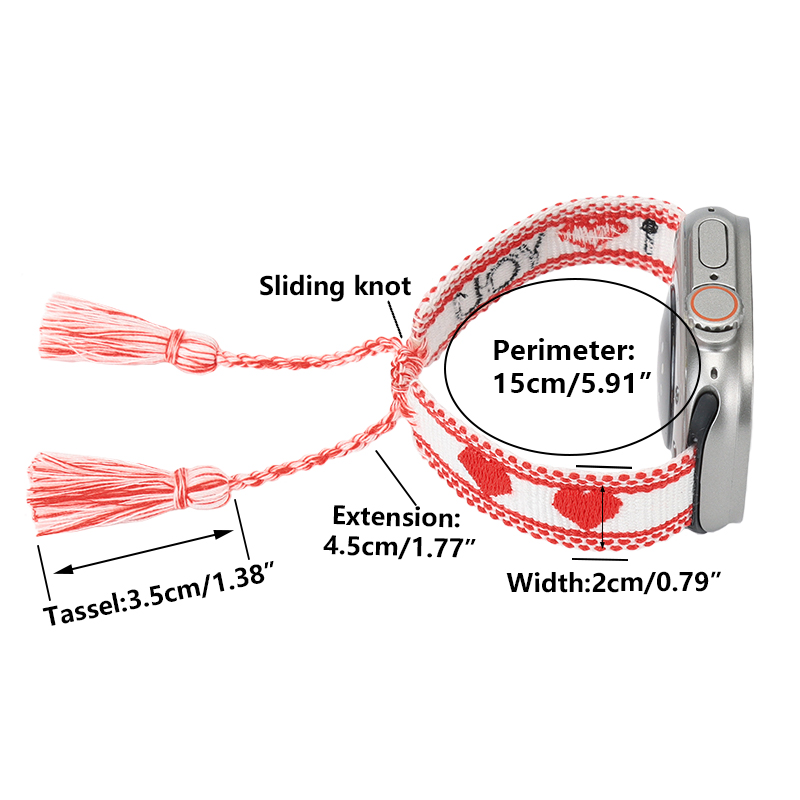Apple Watch Strap XOXO | I LOVE YOU Adjustable Embroidery Woven Watch Band for 10 9 8 7 6 Iwatch Strap