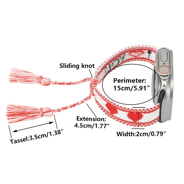 Apple Watch Strap XOXO | I LOVE YOU Adjustable Embroidery Woven Watch Band for 10 9 8 7 6 Iwatch Strap