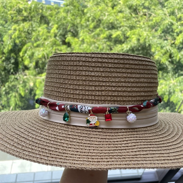 Scarf Pendant Necklace – Red Santa Bandana with Charms, 4 in 1 Bandana Necklace, Bracelet, Hat Band, Bag Charm