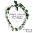 Scarf Pendant Necklace – Green Geometric Bandana with Charms, 4 in 1 Bandana Necklace, Bracelet, Hat Band, Bag Charm