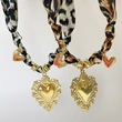 Collar de bufanda de moda con colgante de corazón grande de acero inoxidable