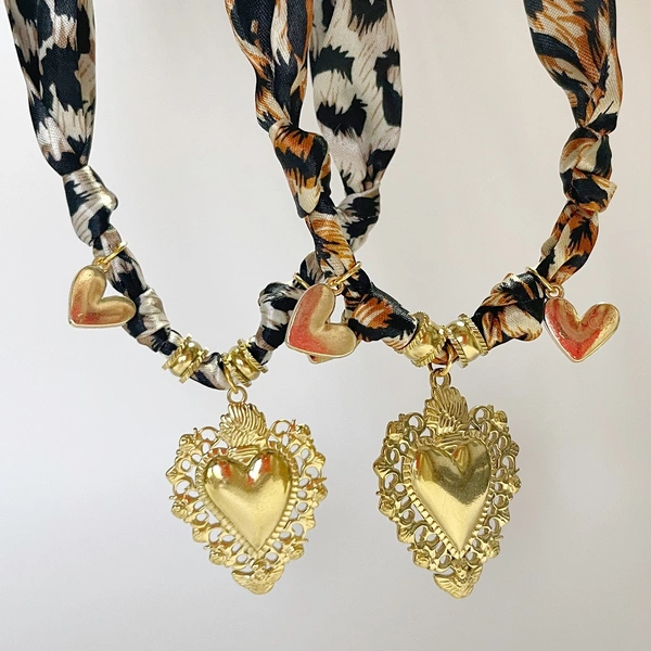 Collar de bufanda de moda con colgante de corazón grande de acero inoxidable