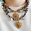 Collar de bufanda de moda con colgante de corazón grande de acero inoxidable