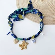 foulard bandana ras du cou pour femme avec fleur, perles et breloques, collier réglable