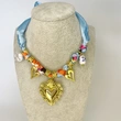 Collier bandana ras du cou avec cœur, breloques en perles, cadeau de bijoux pour elle, collier bandana à ruban réglable