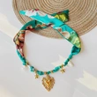 Collier bandana ras du cou avec cœur, breloques en perles, cadeau de bijoux pour elle, collier bandana à ruban réglable