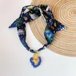 Navy Resin Heart Scarf Necklace with Shiny and Colorful Resin Beaded Heart Pendant Vintage Stackable Jewelry