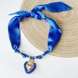 Navy Resin Heart Scarf Necklace with Shiny and Colorful Resin Beaded Heart Pendant Vintage Stackable Jewelry