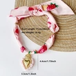 Pink Strawberry | Khaki Smile  Resin Heart Scarf Necklace with Shiny and Colorful Resin Beaded Heart Pendant Vintage Stackable Jewelry