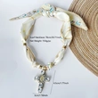 Pink & Beige Floral Cross  Scarf Necklace  