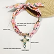 Pink & Beige Floral Cross  Scarf Necklace  