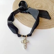 Black & Leopard Cross Scarf Necklace  